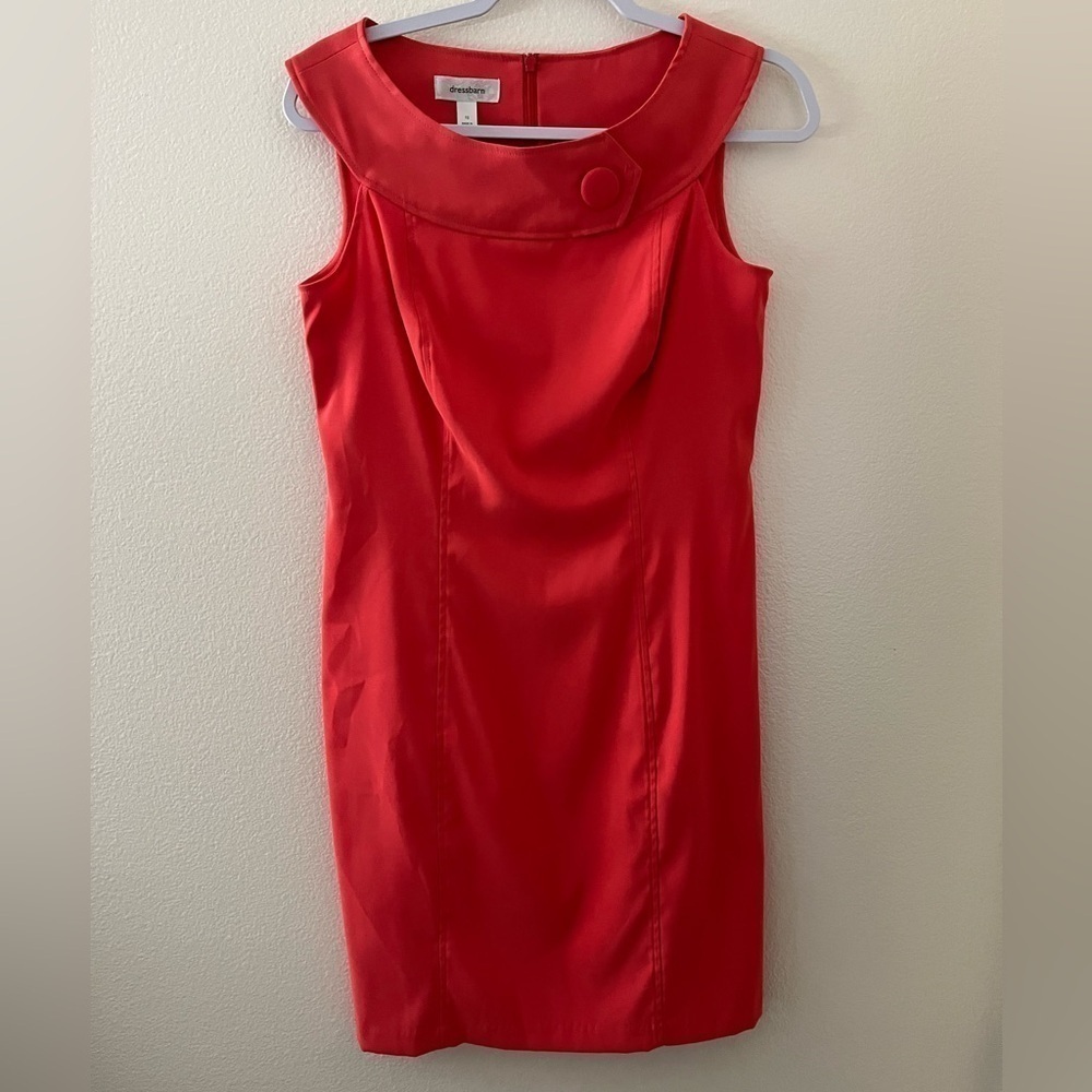Dress Barn Soft Orange Sleeveless Fitted Dress Size 10